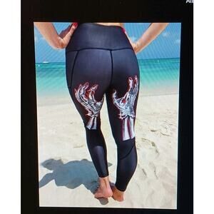 Deadlift Inc Zombie Hands Leggings with Pockets Women's Medium Black